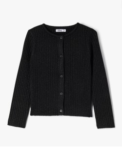 Gilet en maille côtelée pailletée fille